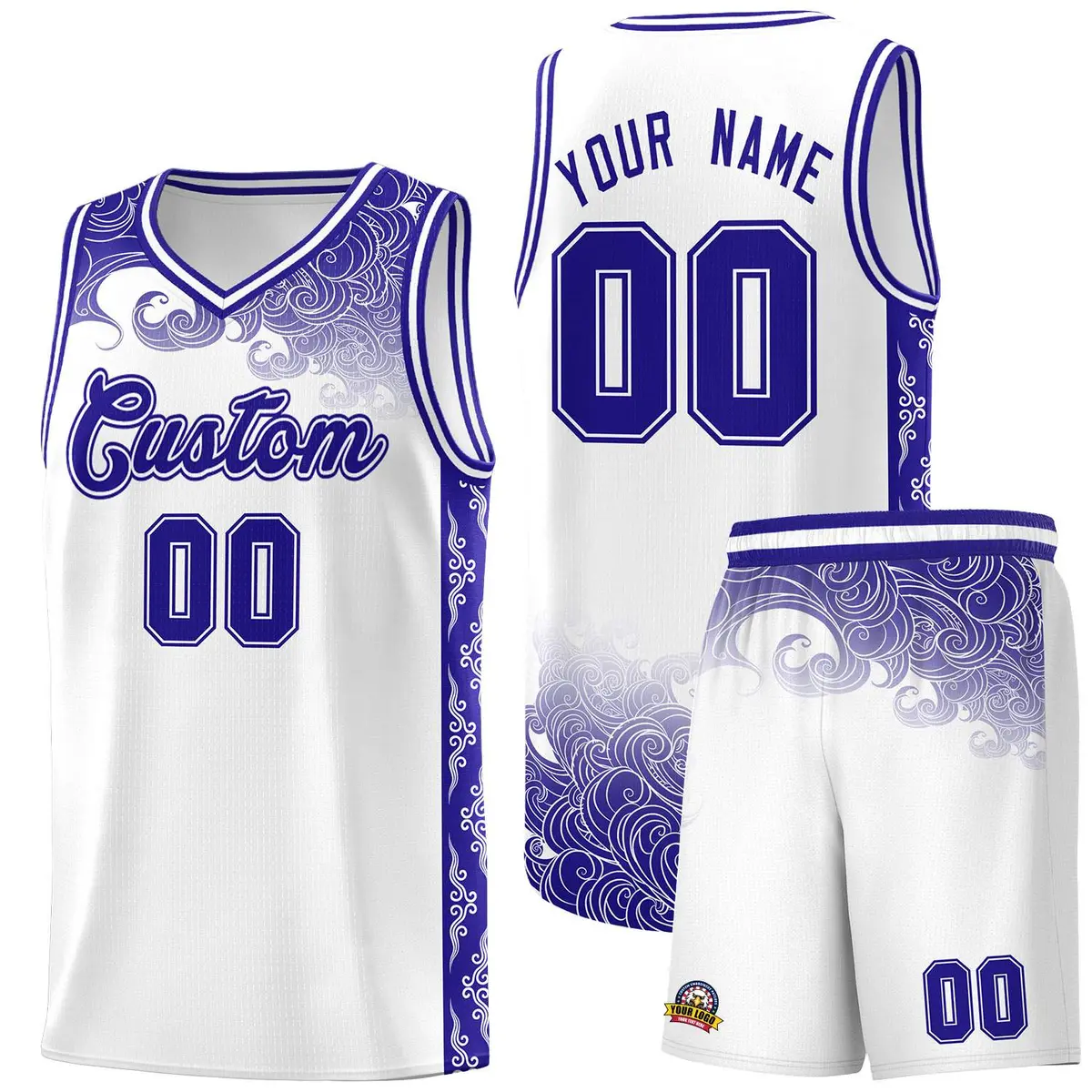 White Cloud Pattern Sports Uniform Basketball Jersey