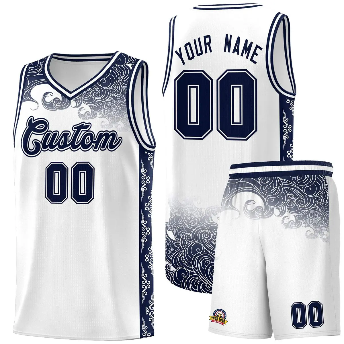 White Cloud Pattern Sports Uniform Basketball Jersey