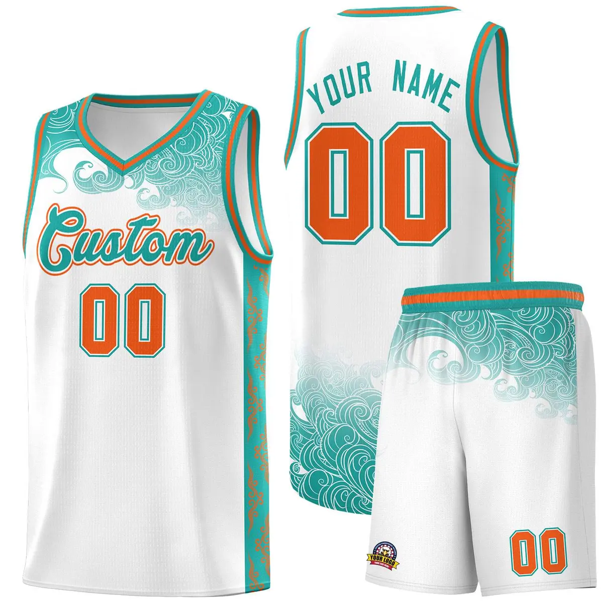 White Cloud Pattern Sports Uniform Basketball Jersey