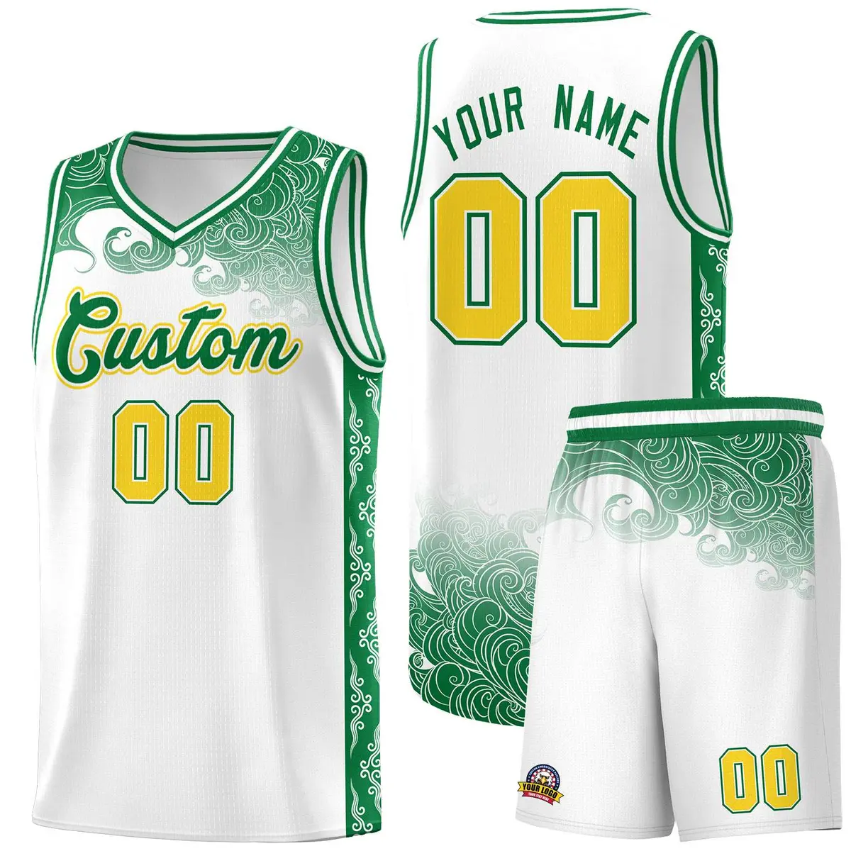 White Cloud Pattern Sports Uniform Basketball Jersey