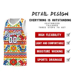 White Colorfulflower Mexican Colors Graffiti Basketball Jersey 2