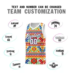 White Colorfulflower Mexican Colors Graffiti Basketball Jersey 3