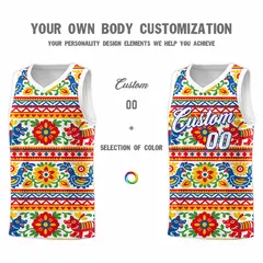 White Colorfulflower Mexican Colors Graffiti Basketball Jersey 4