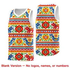 White Colorfulflower Mexican Colors Graffiti Basketball Jersey 6