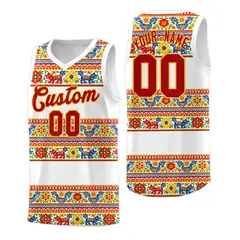 White Colorfulflower Mexican Colors Graffiti Basketball Jersey 1