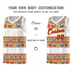 White Colorfulflower Mexican Colors Graffiti Basketball Jersey 4