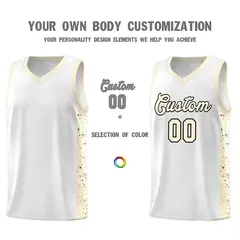 White Cream Black Red Side Splash Basketball Jersey 3