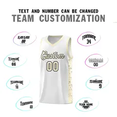 White Cream Black Red Side Splash Basketball Jersey 4