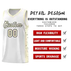 White Cream Black Red Side Splash Basketball Jersey 5