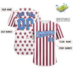 White Crimson American Flag Graffiti Baseball Jersey 2