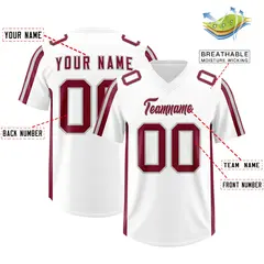 White Crimson and Gray Side Stripe Football Jersey 2