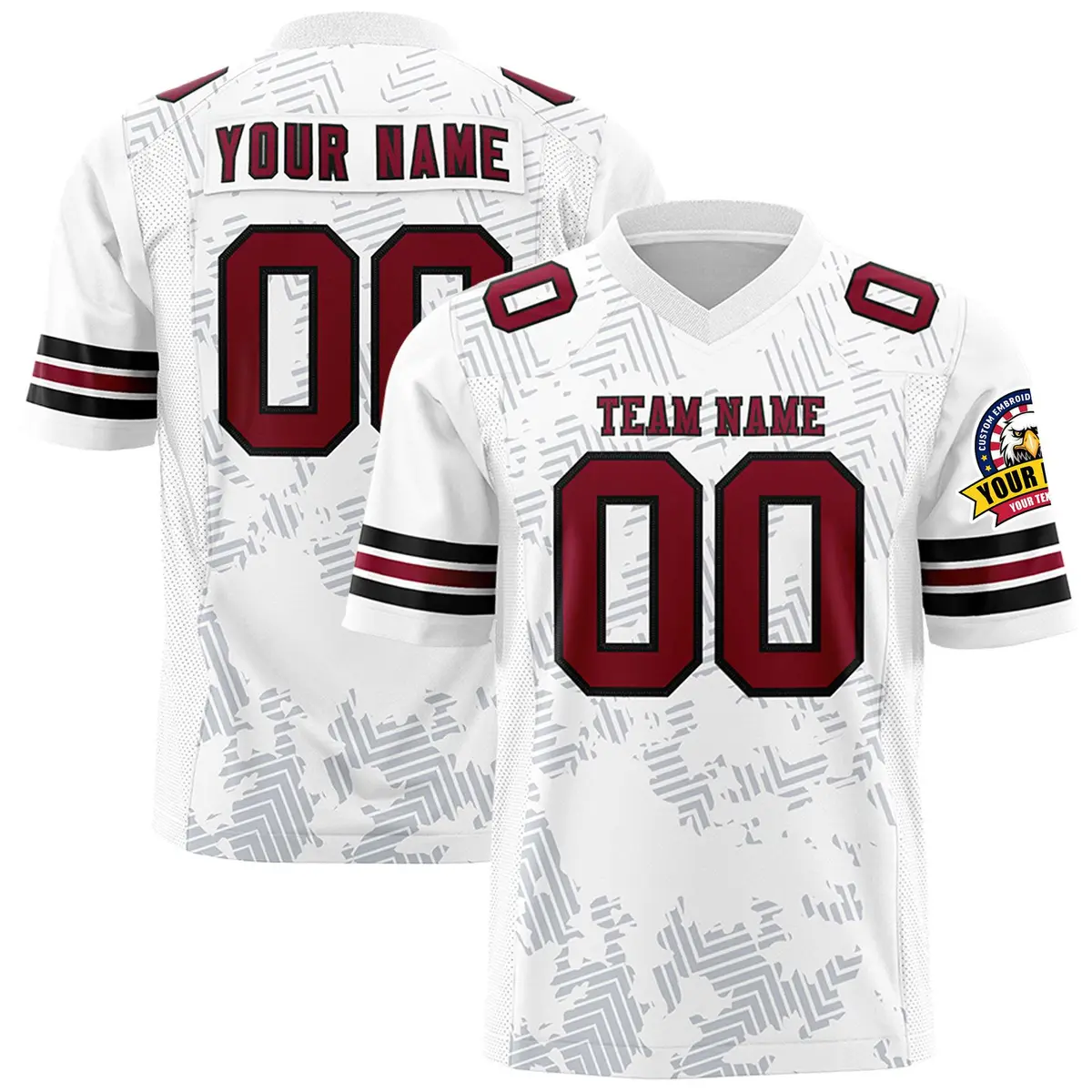 White Crimson-Black Graffiti Line Authentic Football Jersey