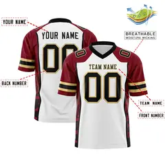 White Crimson Black Raglan Side Pattern Football Jersey 2