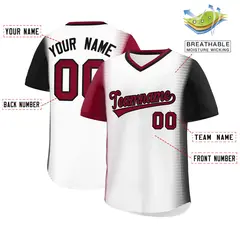 White Crimson-Black Raglan Sleeves Pullover Baseball Jersey 2