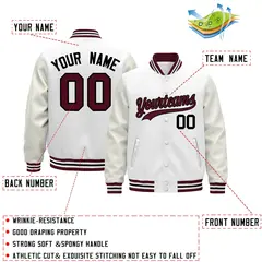 White Crimson Black Varsity Jacket with Faux Leather Sleeves 2
