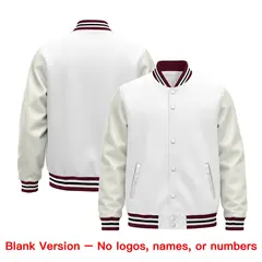 White Crimson Black Varsity Jacket with Faux Leather Sleeves 6