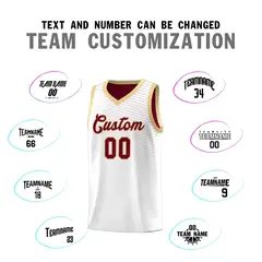 White Crimson Chest Slash Pattern Basketball Jersey 2