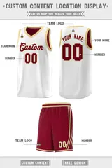 White Crimson Chest Slash Pattern Basketball Jersey 3