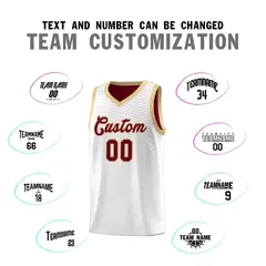 White Crimson Chest Slash Pattern Basketball Jersey 2