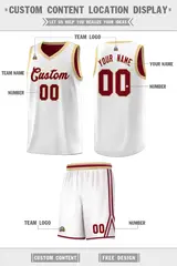 White Crimson Chest Slash Pattern Basketball Jersey 3