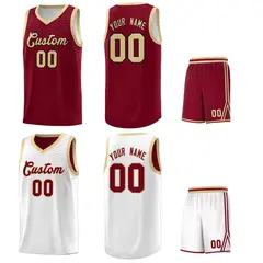 White Crimson Chest Slash Pattern Basketball Jersey 5