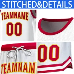 White Crimson Classic Sets Basketball Jersey 6