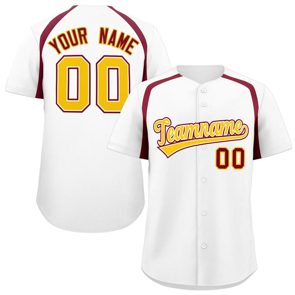 White Crimson Color Block Authentic Baseball Jersey