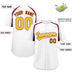White Crimson Color Block Authentic Baseball Jersey 2