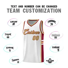 White Crimson Color Block Wrinkle-Resistant Basketball Jersey 4