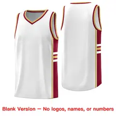 White Crimson Color Block Wrinkle-Resistant Basketball Jersey 6