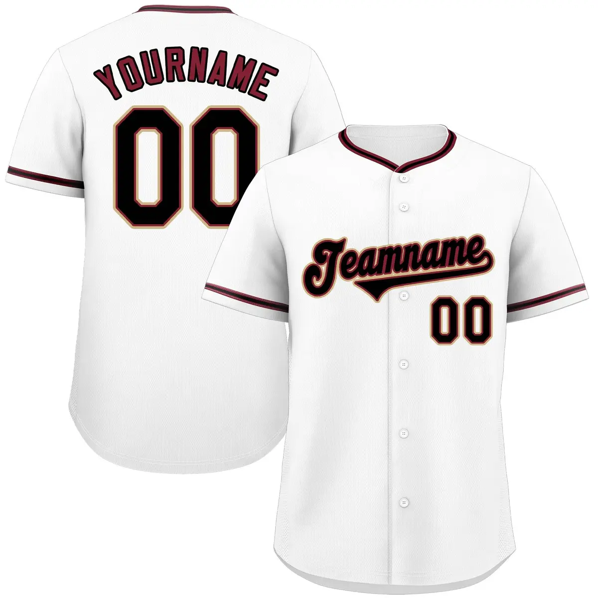 White Crimson-Cream Authentic Classic Baseball Jersey