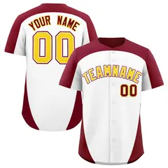 White Crimson Edge Color Block Authentic Baseball Jersey 12