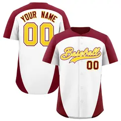 White Crimson Edge Color Block Authentic Baseball Jersey 18