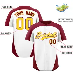 White Crimson Edge Color Block Authentic Baseball Jersey 19