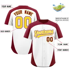 White Crimson Edge Color Block Authentic Baseball Jersey 25