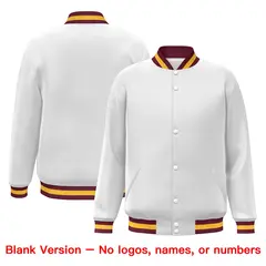 White Crimson-Gold Varsity Full-Snap Letterman Jacket 2