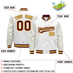 White Crimson Gold Varsity Jacket with Faux Leather Sleeves 2