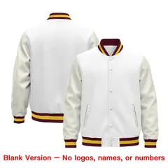 White Crimson Gold Varsity Jacket with Faux Leather Sleeves 6