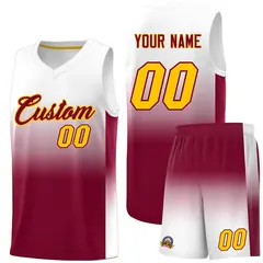 White Crimson Gradient Fashion Basketball Jersey 1