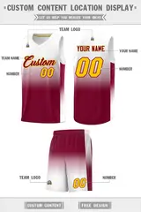 White Crimson Gradient Fashion Basketball Jersey 5
