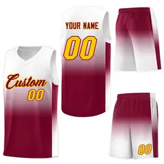 White Crimson Gradient Fashion Basketball Jersey 7