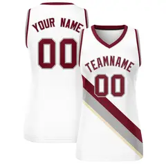 Women's White Crimson-Gray Thick Slash Mesh Basketball Jersey 1