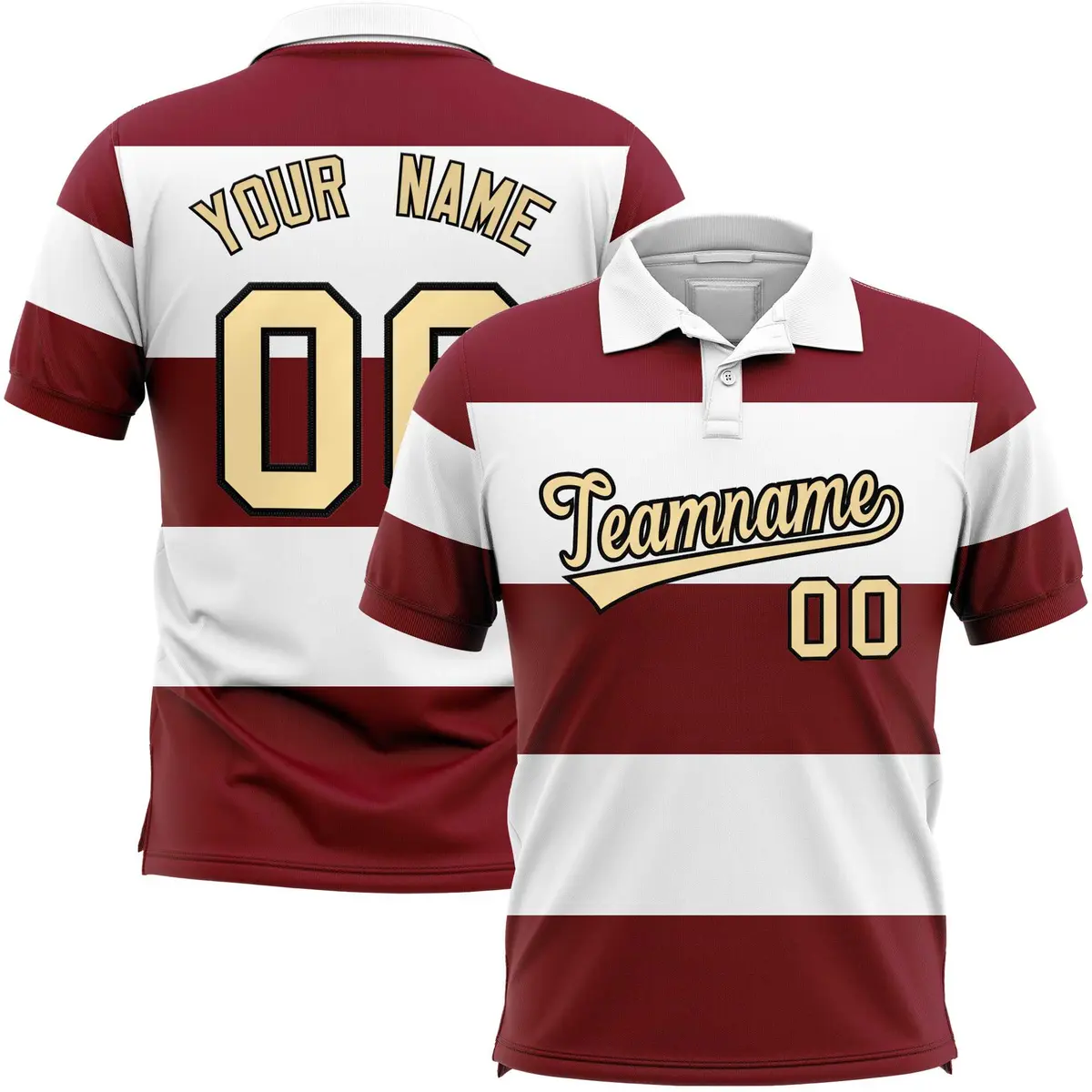 White-Crimson Horizontal Stripe Performance Polo Shirt