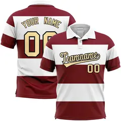 White-Crimson Horizontal Stripe Performance Polo Shirt
