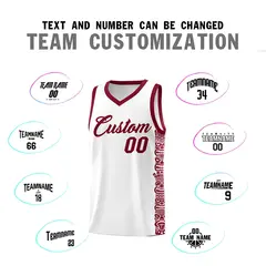 White Crimson Indians Pattern Basketball Uniform Jersey 4