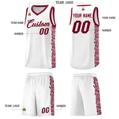 White Crimson Indians Pattern Basketball Uniform Jersey 5
