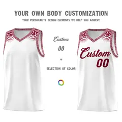 White Crimson Indians Print Basketball Uniform Jersey 3