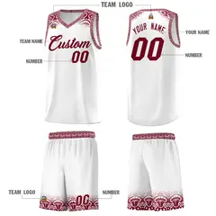 White Crimson Indians Print Basketball Uniform Jersey 5