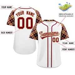 White Crimson-Khaki Raglan Sleeves Authentic Baseball Jersey 2