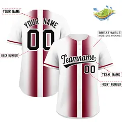 White Crimson Lapel Gradient Fashion Baseball Jersey 2